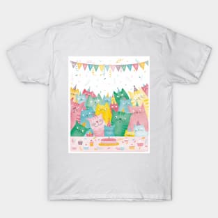 Cute funny cats birthday party Greeting Card T-Shirt